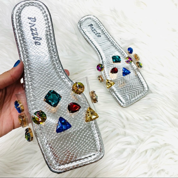 Silver clear gem sandal - Picture 4 of 6